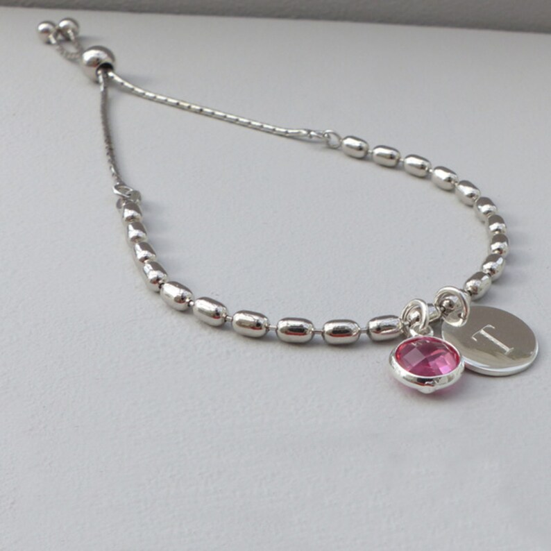 Bracelet de pierres de naissance personnalisé en or rose Bracelet de famille avec pierres de naissance, bracelet délicat, bracelet en or, cadeaux de pierre de naissance image 4