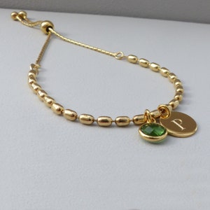 Bracelet de pierres de naissance personnalisé en or rose Bracelet de famille avec pierres de naissance, bracelet délicat, bracelet en or, cadeaux de pierre de naissance image 6