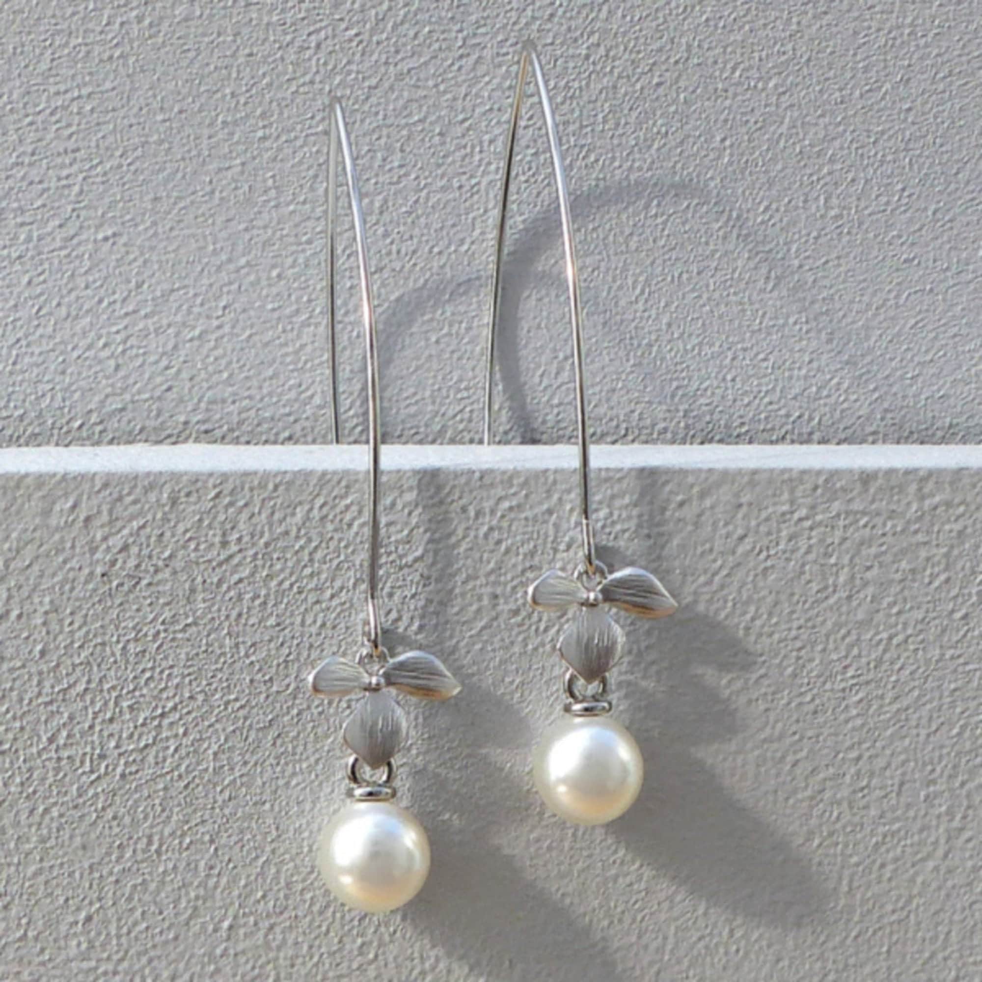 Adorn White Shell Pearl Gold Tone Drop Pierced Earrings