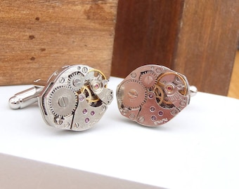 Personalised Hexagonal Watch Movement Cufflinks -Groom Cufflinks, Clockwork Cufflink ,Gift for Men, Father of the Bride, Steampunk, Vintage