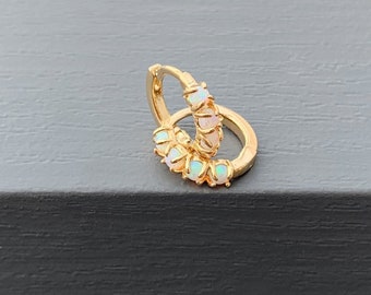 Opal Huggie Hoop Earrings - Semi Precious Earrings, Statement Earrings for Her, Opal Jewellery, Huggie Hoop Earrings for Her, Gold Hoop