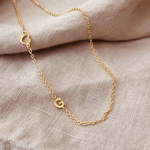 Asymmetric Initial Necklace ∙ Sideways Initial Necklace ∙ Letter Necklace ∙ Dainty Necklace ∙ Gold Initial Necklace ∙ Custom Letter Necklace