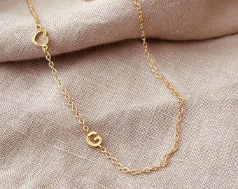 Asymmetric Initial Necklace ∙ Sideways Initial Necklace ∙ Letter Necklace ∙ Dainty Necklace ∙ Gold Initial Necklace ∙ Custom Letter Necklace