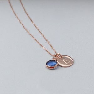 Rose Gold Personalised Birthstone Necklace - Personalised Jewellery, Birthstone Jewellery, Custom Birthstone Necklace, Summer Jewellery
