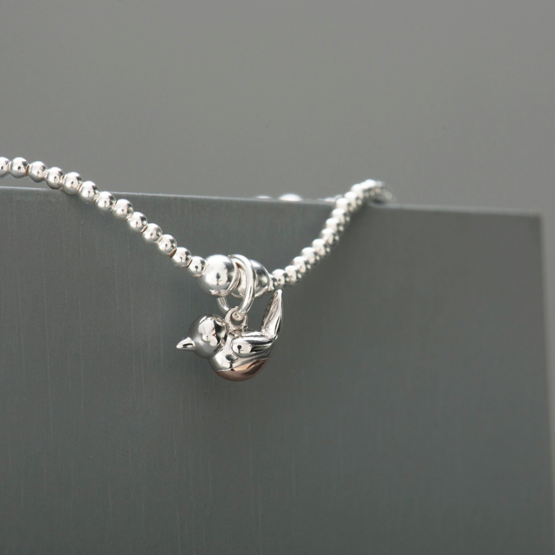 Silver and Rose Gold Robin Charm Bracelet Etsy Australia