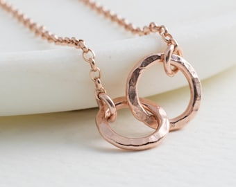 Rose Gold Entwined Ring Necklace - Eternity Ring Necklace, Every Day Jewellery, Minimalist Layering Necklace, Rose Gold Necklace