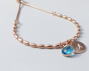 Rose Gold Personalised Birthstone Bracelet - Family Birthstone Bracelet, Dainty Bracelet, Gold Bracelet, Birthstone Gifts