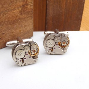 Rechteck Uhrwerk Manschettenknöpfe - Bräutigam Manschettenknöpfe, Steampunk Uhrwerk Manschettenknopf, Geschenk für Männer, Vater der Braut, Steampunk, Vintage Stil