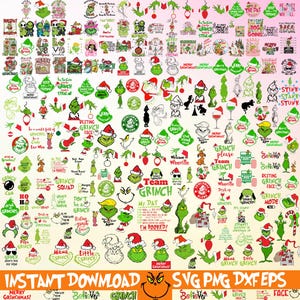 2600+ Files The Grinch Svg Png Bundle Layered Item, +190 Unique Designs, Clipart, Cricut Vector File, Digital Svg, Png, Dxf, Eps Files