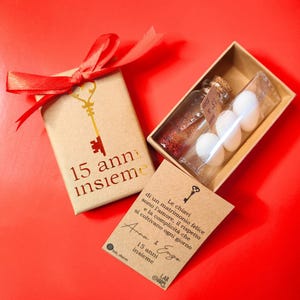 Bomboniera Bottiglietta in vetro Chiave e glitter | 3 confetti bianchi alla Mandorla | Bomboniera Matrimonio Anniversario | Regalo Ospiti