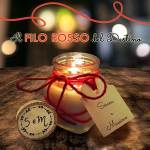 Candela profumata Filo Rosso del Destino + Cartolina con nomi