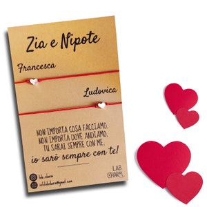 Set 2 bracciali Zia & Nipote con nomi su cartolina | Idea Regalo per Zie e  Nipoti | Bracciali da condividere
