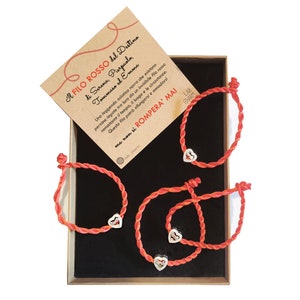 Bracciali Filo Rosso del Destino FAMILY FOREVER per 3/4/5/6 persone + cartoline per tutti
