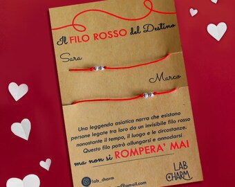 PNPGDYK 2 Pezzi Bracciale Coppia filo rosso, Bracciale Portafortuna Donna, Regali Di Coppia, Bracciale Filo Rosso Del Destino, Bracciali Coppia Regalo per Coppia