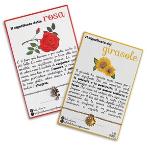 Collana Girasole o Collana Rosa | Collane con Fiori con cartolina Significato inclusa | Idea Regalo Accessori Fiori