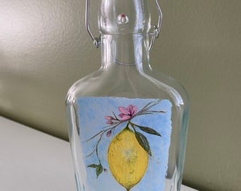 Original hand painted Limoncello bottle.