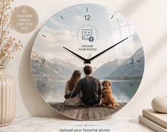 Personalized Glass Wall Clock, Custom Name Clock, Silent Mechanism, Modern Home Decor, Unique Gift