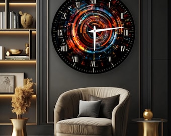 Tempered Glass Wall Clock, Silent Mechanism, Modern Minimalist Home Decor, Large Art Piece