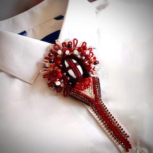 brooch Motanka made of beads Symbol of protection and strength Handmade beaded jewelry, festive brooch with glitter, gift for her souvenir