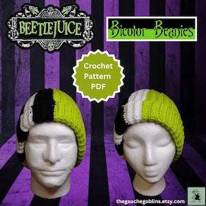Beetlejuice Bicolor Beanie Crochet Pattern