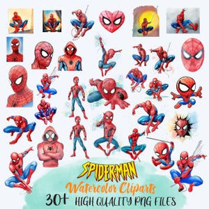 Spiderman Watercolor Png Bundle, Spiderman Png Clipart, Spider Man Digital Clip Art File, High Quality Png Files, INSTANT DOWNLOAD