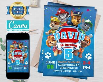 Editable Birthday Invitation Template, Printable Birthday Party Invitations, Digital Bday Party Invite Template, Boys & Girls Invite