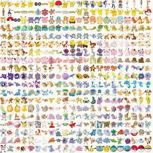 Peut inclure: Une collection de divers personnages Pok&eacute;mon aux couleurs vives et aux poses vari&eacute;es. L'image comprend des personnages populaires comme Pikachu, Salam&egrave;che et Carapuce, ainsi que le logo Pok&eacute;mon Go et une Pok&eacute;ball.
