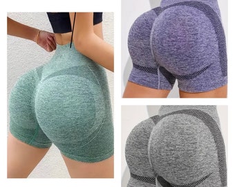 Women's Seamless Athletic Bum Lift Shorts, High-Waisted Sport Style, Breathable Stretchy Workout Yoga/Gym Shorts