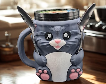 Cat Ice Cream Pint Holder and Secrete Snack Container: Great Gift for all ages and those ice cream and animal lovers in your life