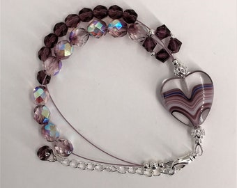 Purple Heart Abacus Row Counter Bracelet - Item No. 850