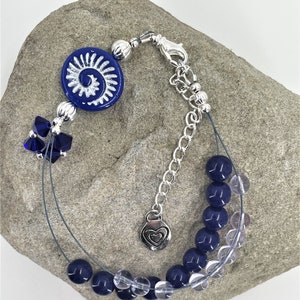 Cobalt Ammonite Row Counter Abacus Bracelet for Knitting and Crocheting - Item No 1339