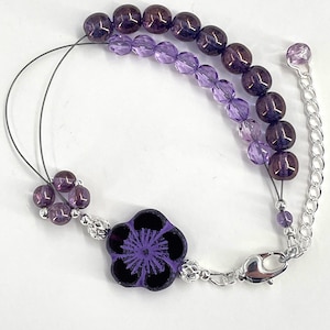 Violet Hibiscus Row Counter Knitting Abacus Bracelet - Item No 1314