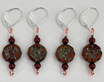 Czech Campfire Hibiscus Removable Stitch Markers - Item No. 1341