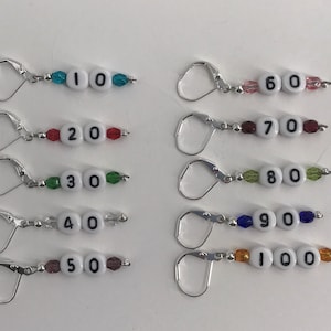 Rainbow Numbered Leverback Removable Stitch Markers -  Item No. 1201