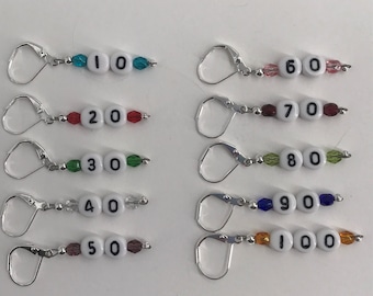 Rainbow Numbered Leverback Removable Stitch Markers -  Item No. 1201
