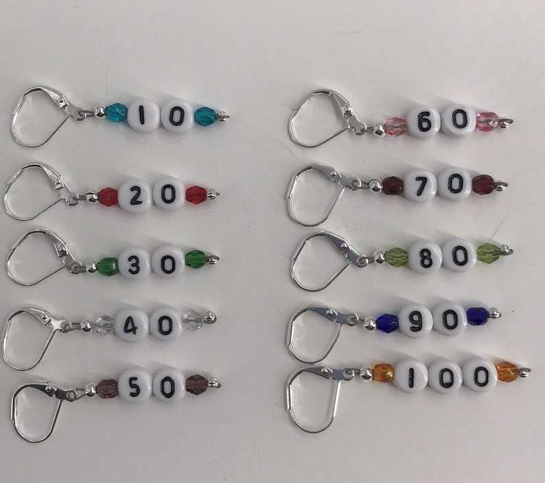 Rainbow Numbered Leverback Removable Stitch Markers Item No. 1201 image 1