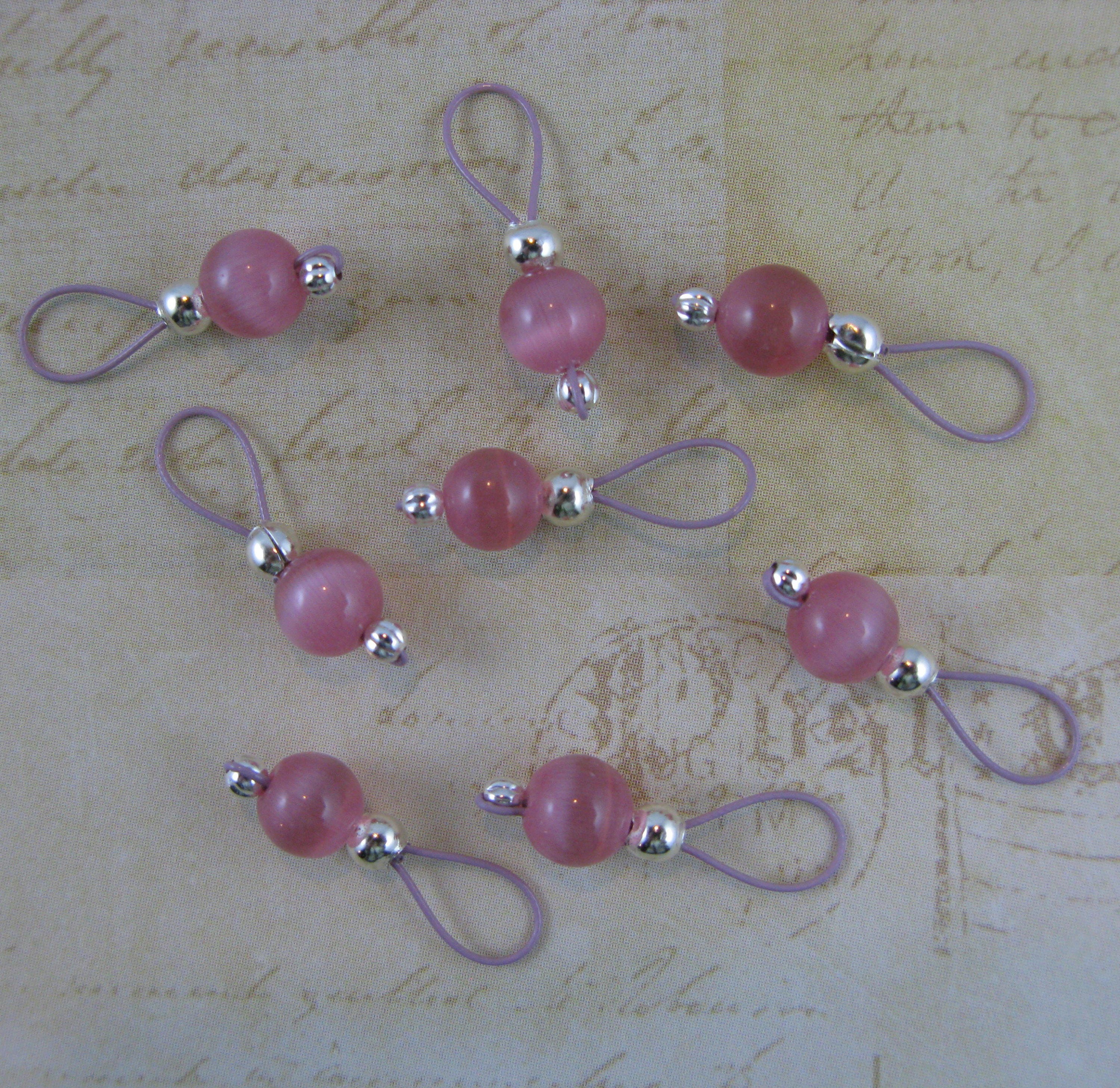 Rose Cats Eye on Blush Pink Wire Stitch Markers US 5 Item Etsy