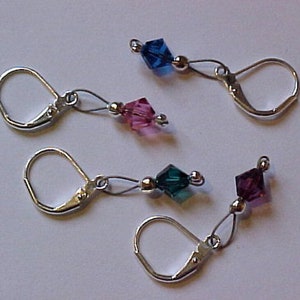 Leverback Stitch Markers - Removable Multi-Colored Crystals - Item No. 814