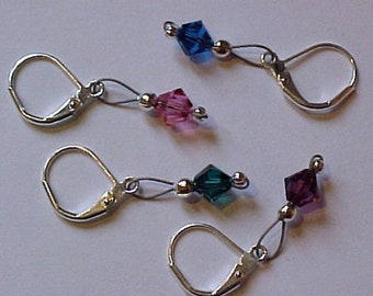 Leverback Stitch Markers - Removable Multi-Colored Crystals - Item No. 814