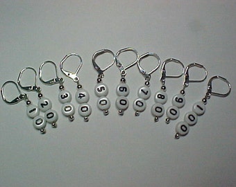 Numbered Removable Leverback Stitch Markers - 10 to 100 - Item No. 812