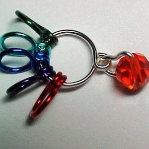 Stitch Marker - Swarovski Hyacinth Crystal - Knitting 5 Row Counter - US 10 - Item No. 349