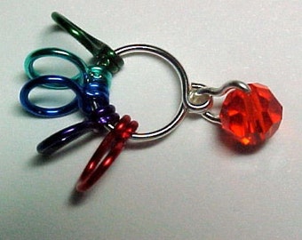 Stitch Marker - Swarovski Hyacinth Crystal - Knitting 5 Row Counter - US 10 - Item No. 349