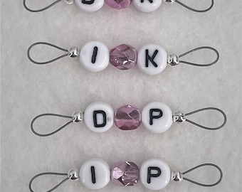 Bubblegum Pink Stitch Markers for Knitting - Increase, Decrease, Knit, and Purl Set of Four - US 5 - Item No. 1382