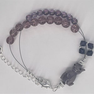 Row Counter Knitting Abacus Bracelet - Choose Your Color of Cat - White, Red, Yellow, Purple, or Gray - Item No. 1132