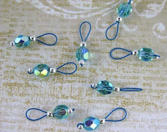 Light Aqua on Crater Lake Blue Wire Stitch Markers - US 5 - Item No. 452