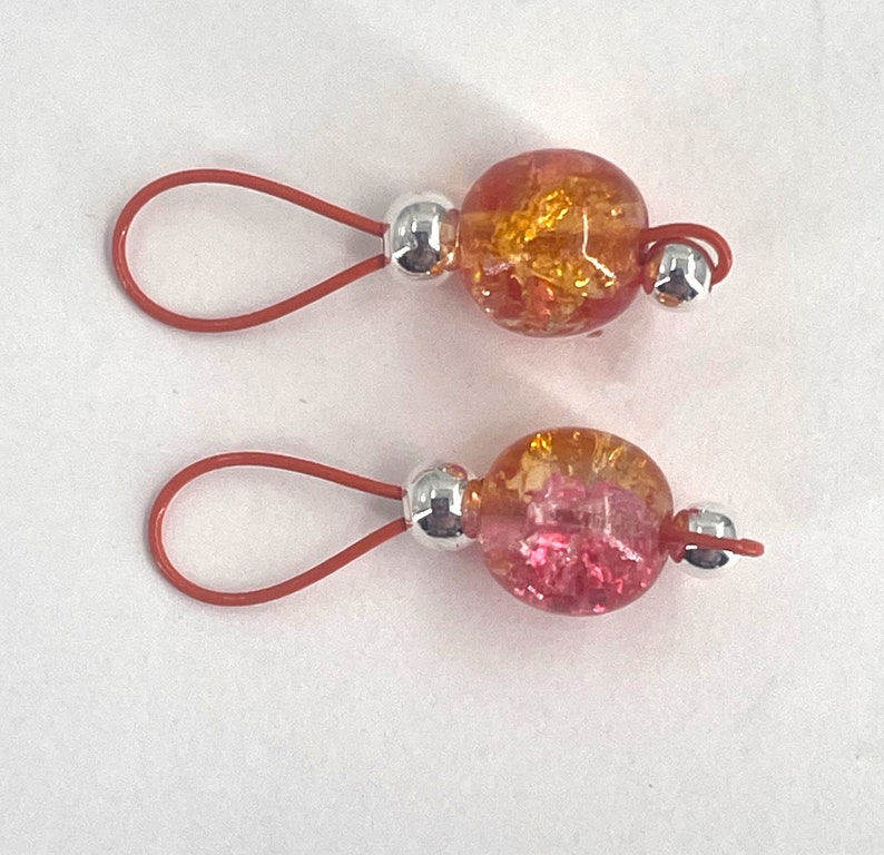 Fuchsia and Orange Crackle Stitch Markers Item No. 1367 image 2