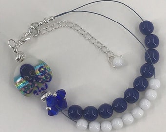 Cobalt Blue Octopus Abacus Row Counter Knitting and Crochet Bracelet - Item 1188