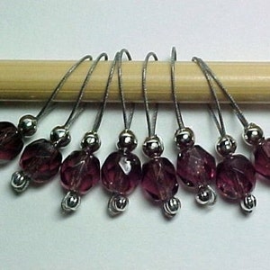 Stitch Markers Amethyst Czech Glass Beads US 10 Item No. 455 image 1