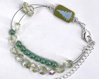 Wasabi Pine Tree Abacus Knitting and Crochet Row Counting Bracelet - Item No. 1386