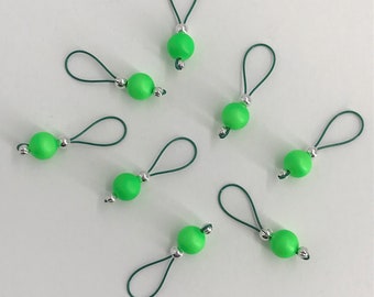 Swarovski Pearl Neon Green Knitting Stitch Markers - US 10 - Item No. 1241